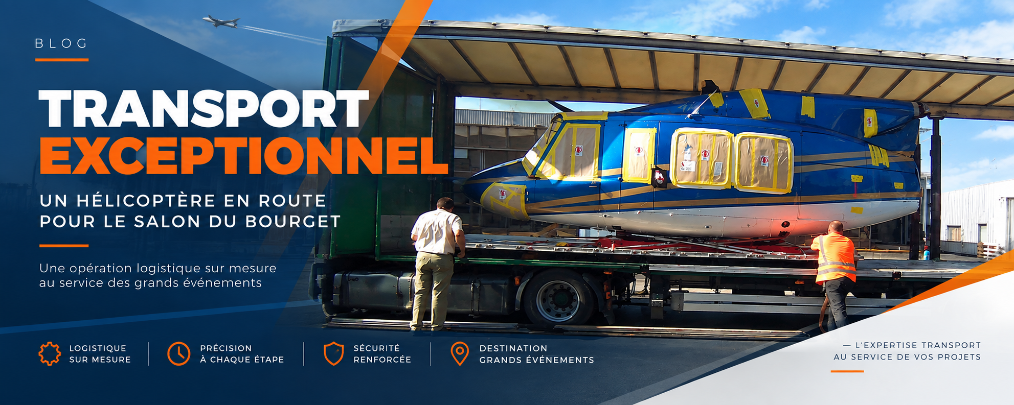 Transport exceptionnel d’un hélicoptère pour le Salon du Bourget par RMA Transports & Logistique